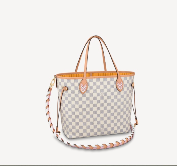 Louis Vuitton NEVERFULL MM Damier Azur Handbag N50047 Pink